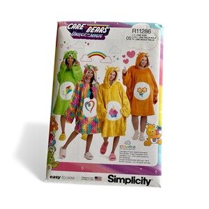 Simplicity CARE BEARS Sewing Pattern 11286 Teen Adult Wearable Blanket Robe Sew